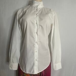 TuffRider Equestrian Riding Shirt White Button Up Structured Blouse S classic